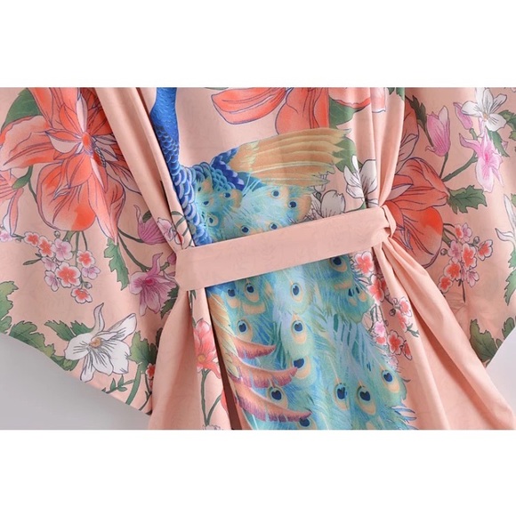 New Bohemian Mixed Print Kimono Duster Wrap Jacket - Picture 12 of 16